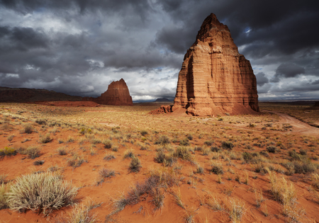 Temple of the Moon in Cathedral Valley, Capitol Reef National Park, Utah, USAの写真素材