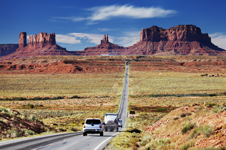 Road 163, scenic byway approaching to the Monument Valley, Arizona, USAの写真素材
