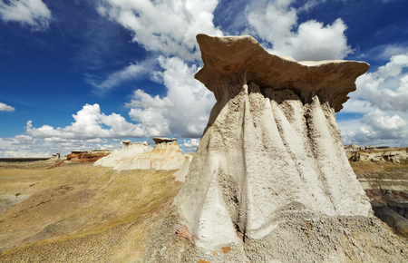 Rock formations in Bisti Badlands, New Mexico, USAの写真素材