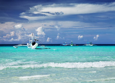 Tropical beach, Boracay island, Philippinesの写真素材