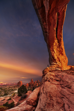 North Window Arch at sunset, Arches National Park, Utah, USAの写真素材