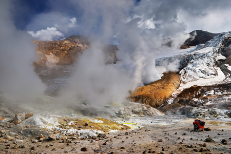 Inside active volcanic crater, Mutnovsky Volcano, Kamchatka, Russiaの写真素材