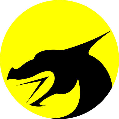 black dragon image on yellow backgroundのイラスト素材