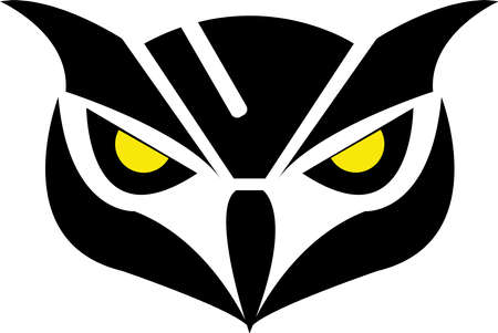 Vector illustration of black owl with yellow eyes, great to use for aoutdoor logos at nightのイラスト素材