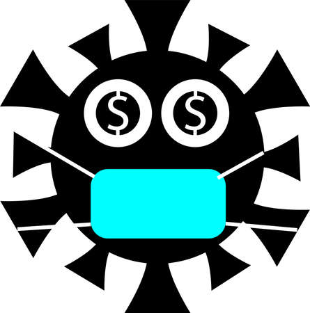Black virus vector illustration using a mask as well as a currency symbol, great for health logos and iconsのイラスト素材