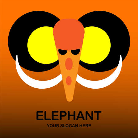 cute elephant vector illustration on yellow gradient black background, great for animal logos and iconsのイラスト素材