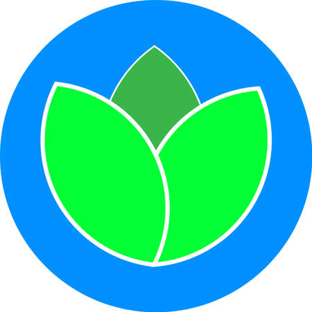 green leaf logo inside water blue circle, symbolizing nature and lifeのイラスト素材