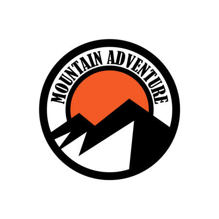snowy mountain vector in circle outdoor icon and logoのイラスト素材