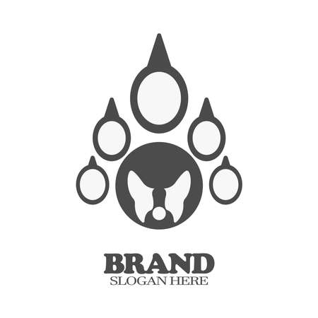 dog paw and butterfly logo icon, great for animals, pet stores, pet food, and pet storesのイラスト素材