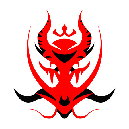 black and red dragon head vector illustration, beautiful horns, great for icons, logos and tattoos...