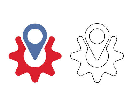 vector illustration of blue location design, red jagged circle. great for icons and logos, technology, repair, security.のイラスト素材