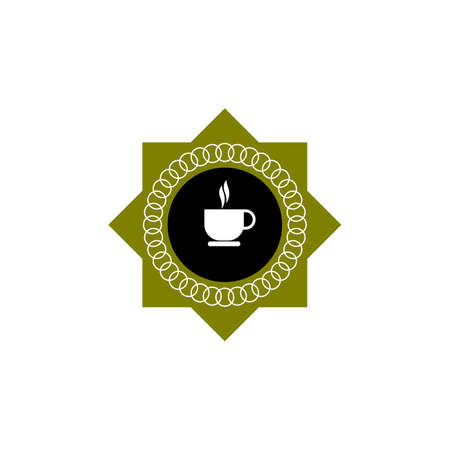 vector illustration of coffee cup in black circle and hexagon box, great for cafe icons and logosのイラスト素材