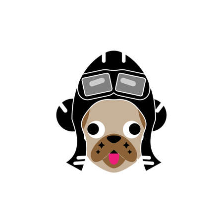 vector illustration of a bulldog wearing a protective helmet, great for safety and icons, pet supply stores, pet housesのイラスト素材