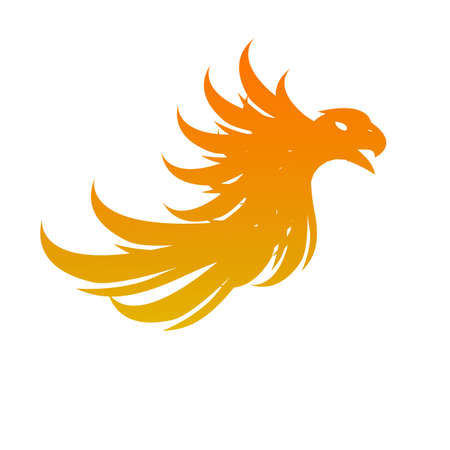 vector illustration of a golden phoenix flying, great for freedom and nature iconsのイラスト素材