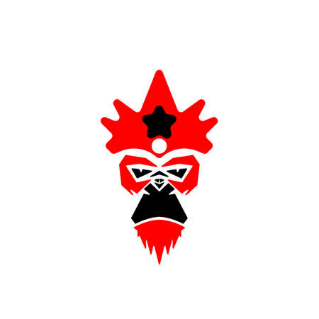 Vector illustration of a gorilla head with a red and white logo on it, great for logos and icons of pets, pet shopsのイラスト素材
