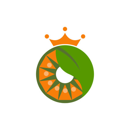 Vector illustration of a crowned orange, great for fruit juice shop and beverage company icons and logosのイラスト素材