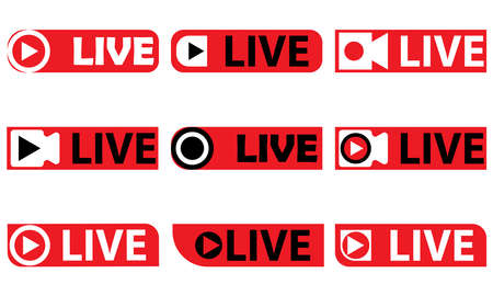 vector illustration of live board writing icon set. great for live video broadcasts, live television broadcasts.のイラスト素材