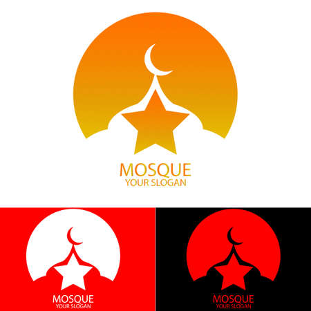 Vector illustration of a mosque with gold and star background, great to use for Muslim logo designs and Ramadan celebrationsのイラスト素材