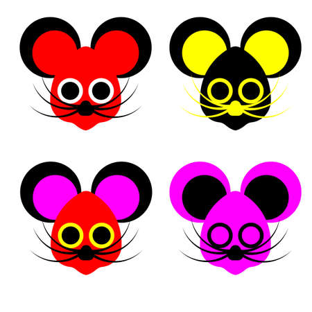 Vector illustration of a mouse with a choice of colors, great for children's book iconsのイラスト素材