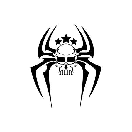 Vector illustration of skull head with climbing spider legs, great  and icons of miracle, courage, strength and fortitude.のイラスト素材