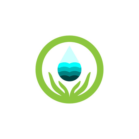 vector illustration of water droplets falling into hands, great for beverage company logos, water tours, nature toursのイラスト素材