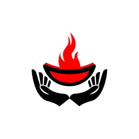 Vector illustration of a stove and two hands, great for logos and icons of restaurants, food storesのイラスト素材