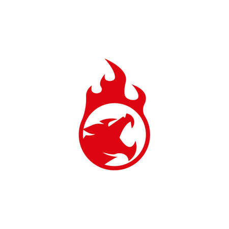 abstract round fiery lion head concept logo iconのイラスト素材