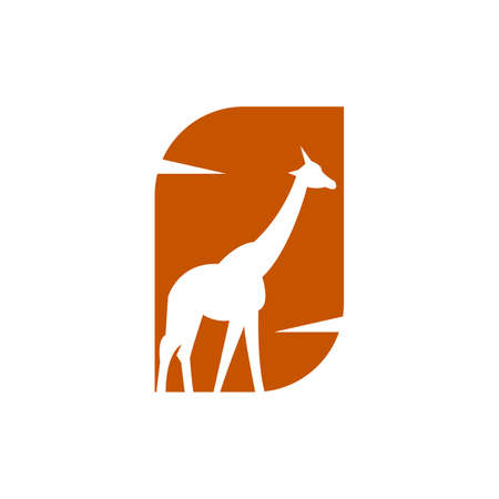 giraffe standing logo iconのイラスト素材