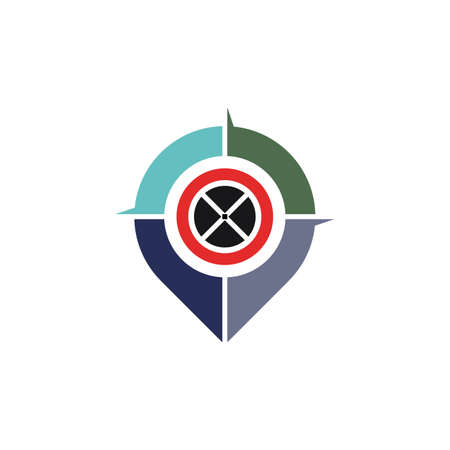 blue target cardinal location iconのイラスト素材