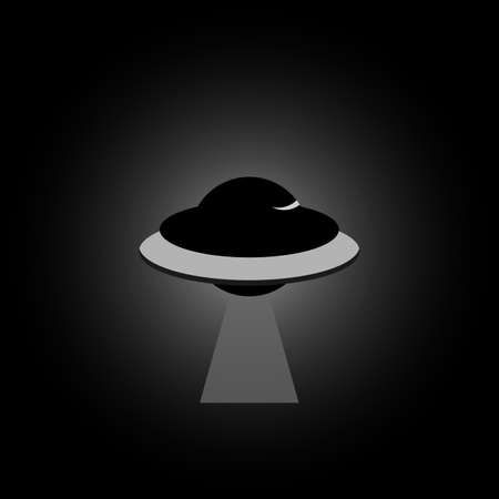 flying saucer ufo icon for natural science, research, research newspaper vector concept flat abstract designのイラスト素材