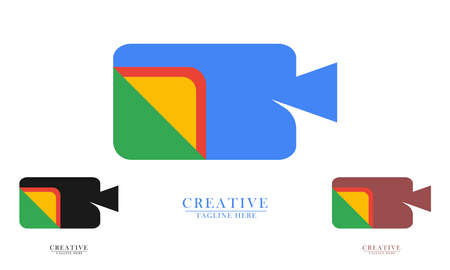 video and photo storage camera, great for camera technology logo icon, studio. vector concept flat abstract design.のイラスト素材