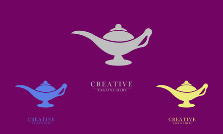 elegant genie lamp, great for miracle icon logo, target achievement, impossible thing, dream. vector concept flat abstract design.のイラスト素材