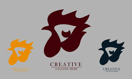 simple rooster head, great for food logo icons, restaurants, packaging, t-shirts vector concept flat abstract design.のイラスト素材