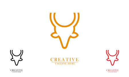 simple and elegant horned deer head, great for animal logo icon, jungle trip, hunting in the wild. vector concept flat abstract design.のイラスト素材
