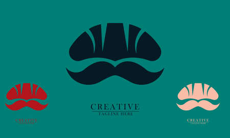 thick mustache and simple bread above, great for bakery logo icons, food packaging, t-shirts, snacks and cafe drinks. vector concept flat abstract design.のイラスト素材