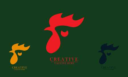 simple rooster, great for food logo icons, restaurants, packaging, t-shirts, ornaments, menus. vector concept flat abstract design.のイラスト素材
