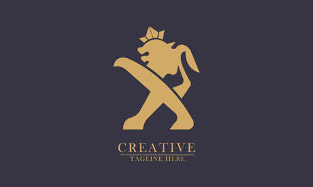 lion is walking lion king concept, great for leadership, conservation, protection logo icon. vector concept flat abstract design.のイラスト素材