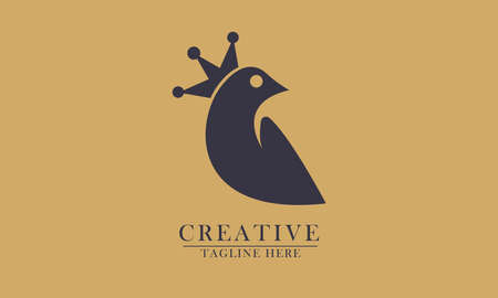bird wearing king crown logo icon. Abstract illustration vector design.のイラスト素材