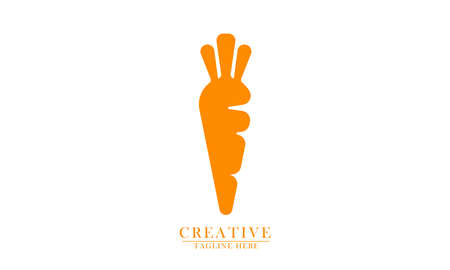 elegant orange carrot simple vector abstract design icon for natural vegetable foodのイラスト素材
