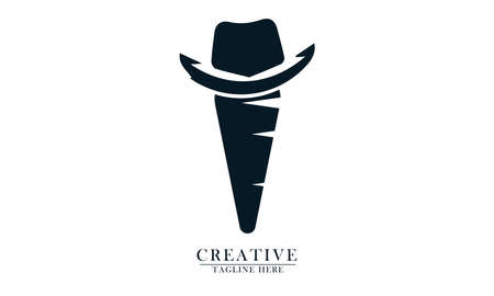 black carrot and cowboy hat elements, suitable for restaurant logo icons and creative designsのイラスト素材
