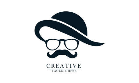old cowboy face with glasses hat and thick mustache suitable for t-shirt design, decoration and creative elementsのイラスト素材