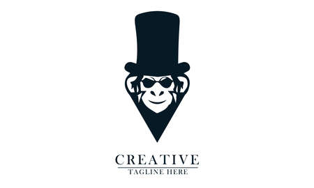 monkey face with long hat suitable for outdoor animal logo iconのイラスト素材