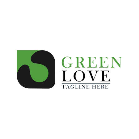 box with the concept of love green, suitable for icons of natural logo green vector abstract flat illustrationのイラスト素材