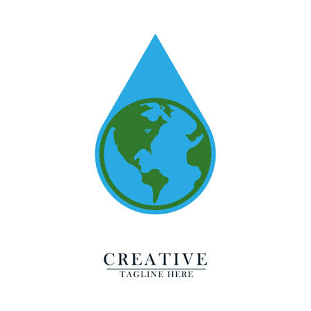green globe concept spring source icon logo illustration of flat abstract vector designのイラスト素材
