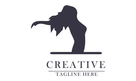 half body woman with long hair, suitable for beauty logo icon style and hobbyのイラスト素材