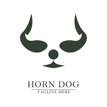 simple horned dog head design flat abstract icon logoのイラスト素材