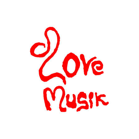 handwritten love music, suitable for concerts, parties and others as well, vector flat abstract designのイラスト素材