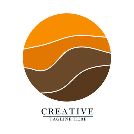 the atmosphere of the afternoon light in a circle of simple and elegant logo icons, abstract vector flat designのイラスト素材