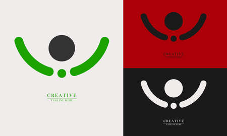 little boy smiling element icon logo. black and white color options. suitable for caring for children. flat design abstract concept vector.のイラスト素材