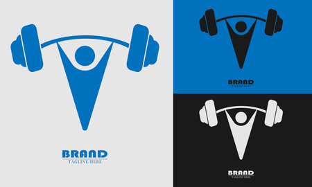 person lifting iron logo icon element. great for home gym. simple flat vector design.のイラスト素材